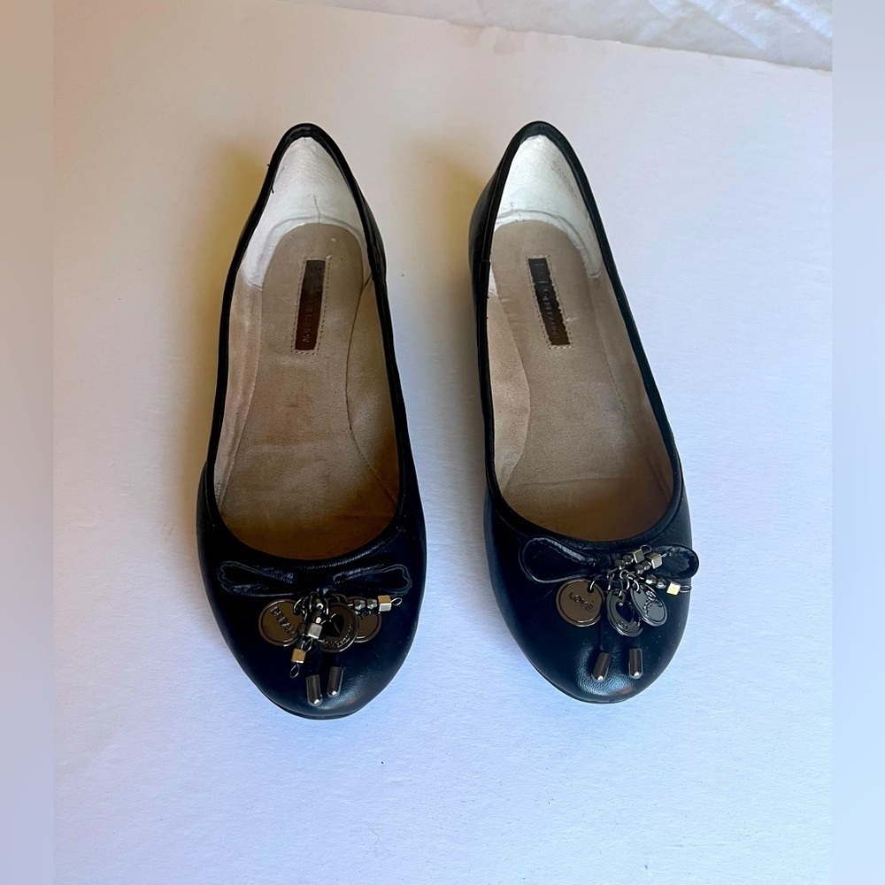 BCBGeneration Black Bow and Charm Embellished Ballet Flat shoe woman’s s…